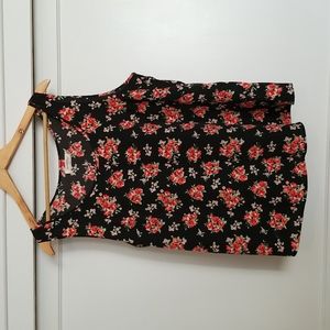 Black Floral Tank EUC
